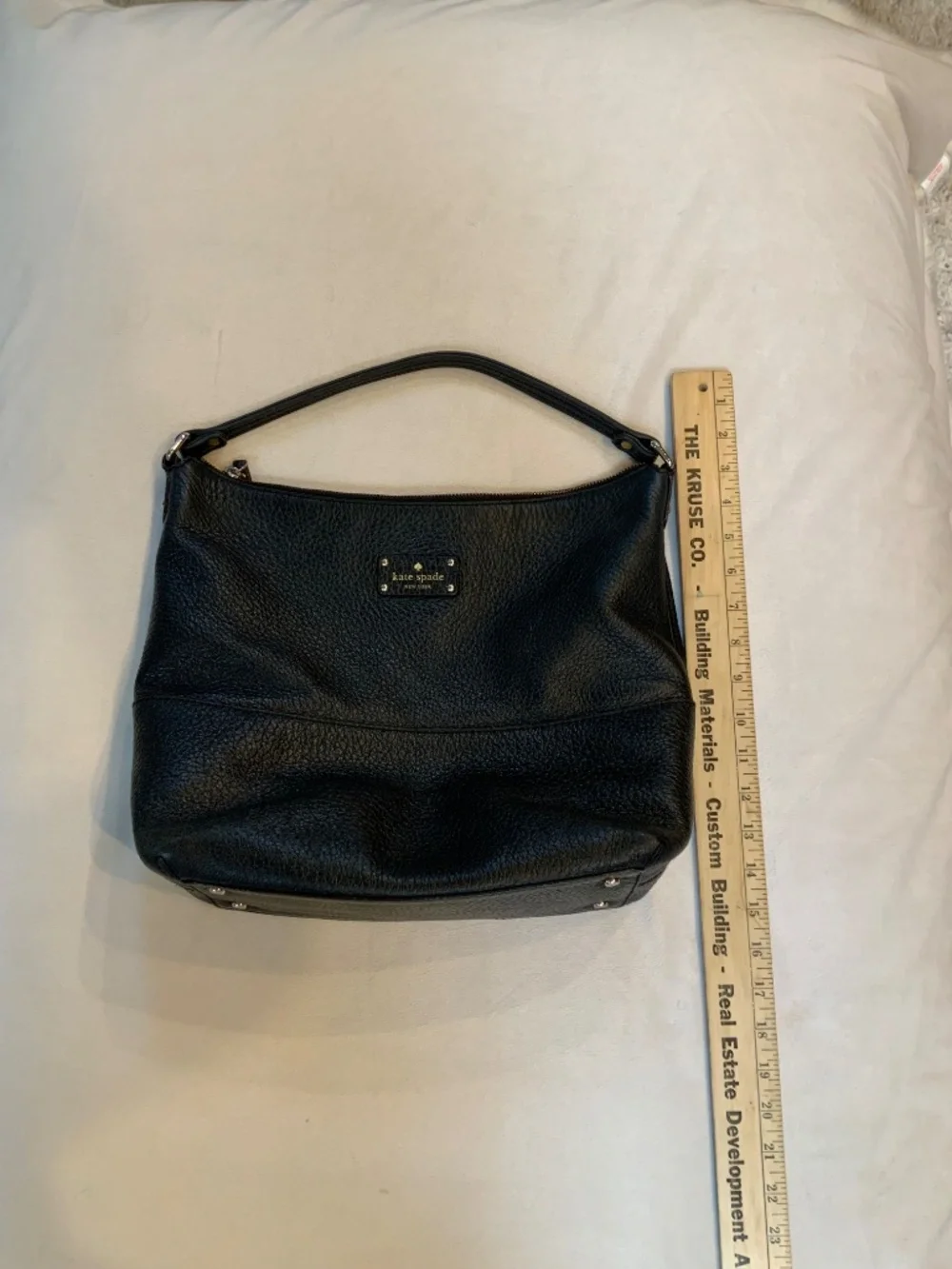 Kate Spade Black leather hobo purse Minimalist Monochrome Cottagecore Coastal